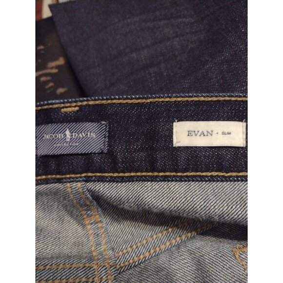 Jacob Davis Evan Slim Straight Leg Blue Denim Jeans True Size Is 42x35 Cotton - Picture 8 of 13